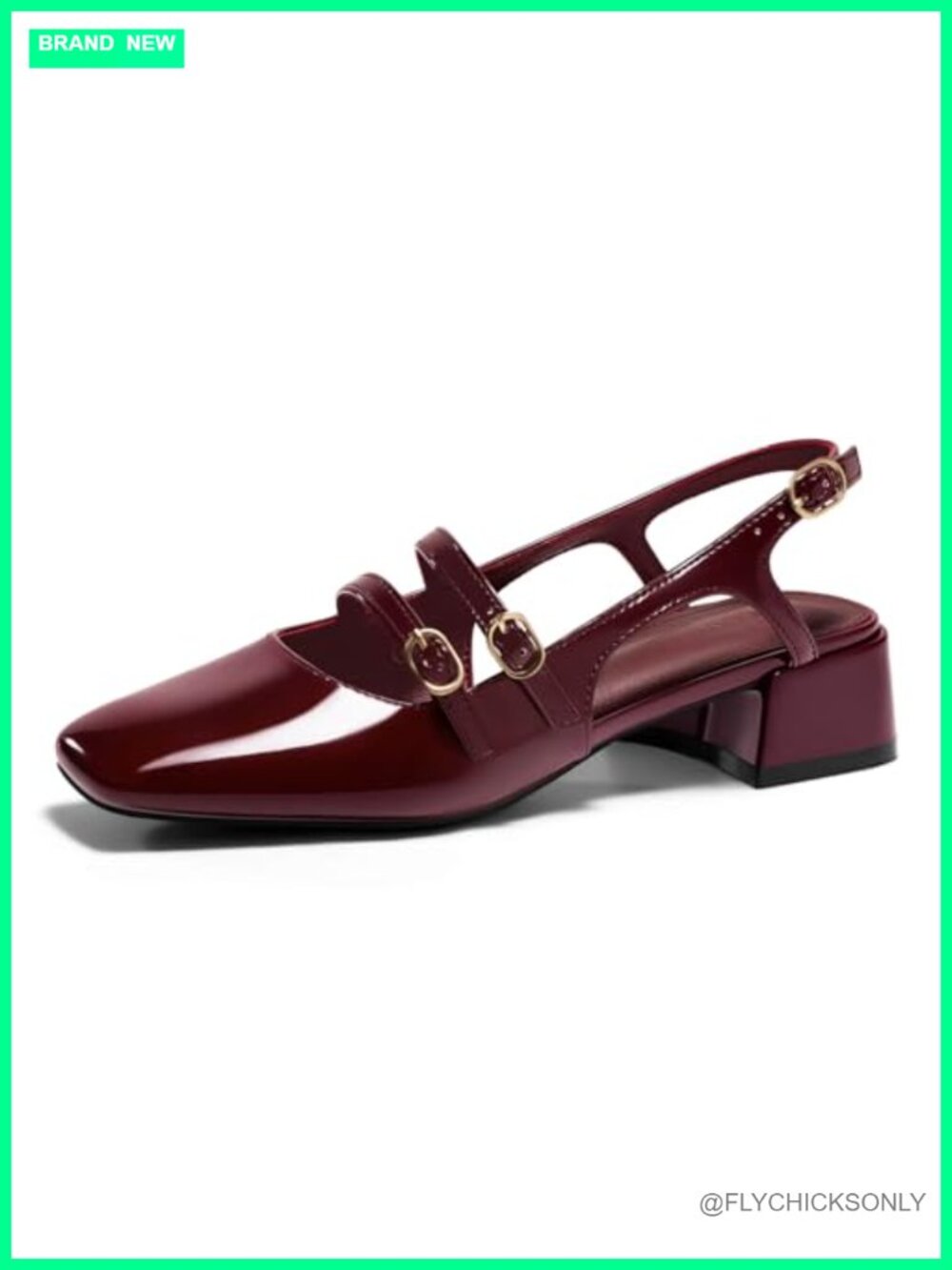 Coutgo Women's Mary Jane Chunky Low Heels Slingback Pumps Closed Square Toe